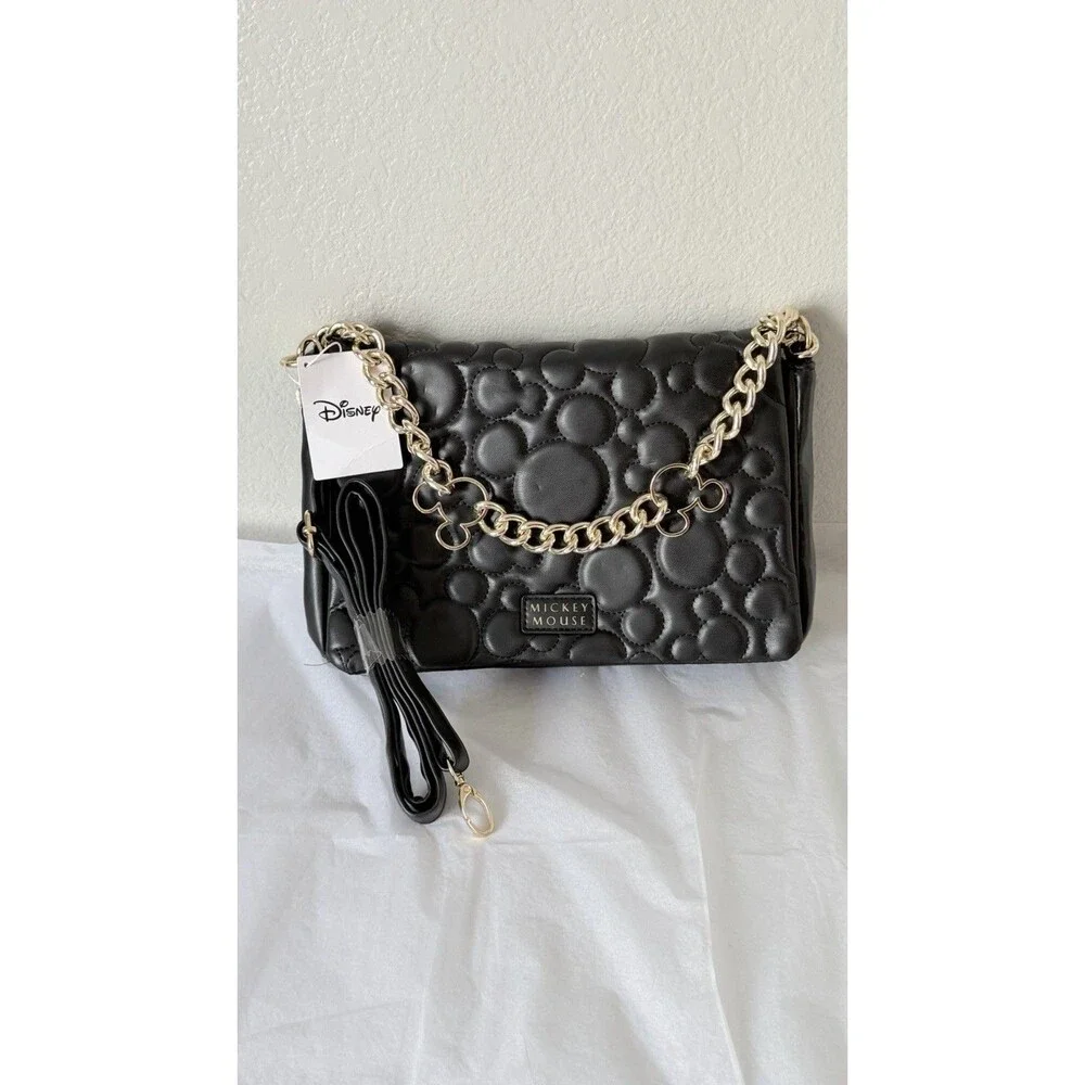 Disney x Primark Mickey Mouse Black Quilted Shoulder Crossbody Bag NWT